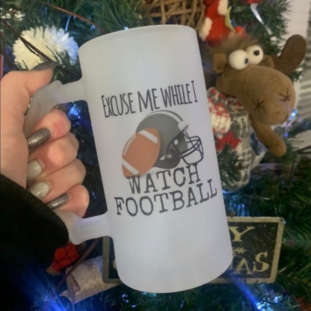 Excuse Me While I Hide in the Watch Football Stein